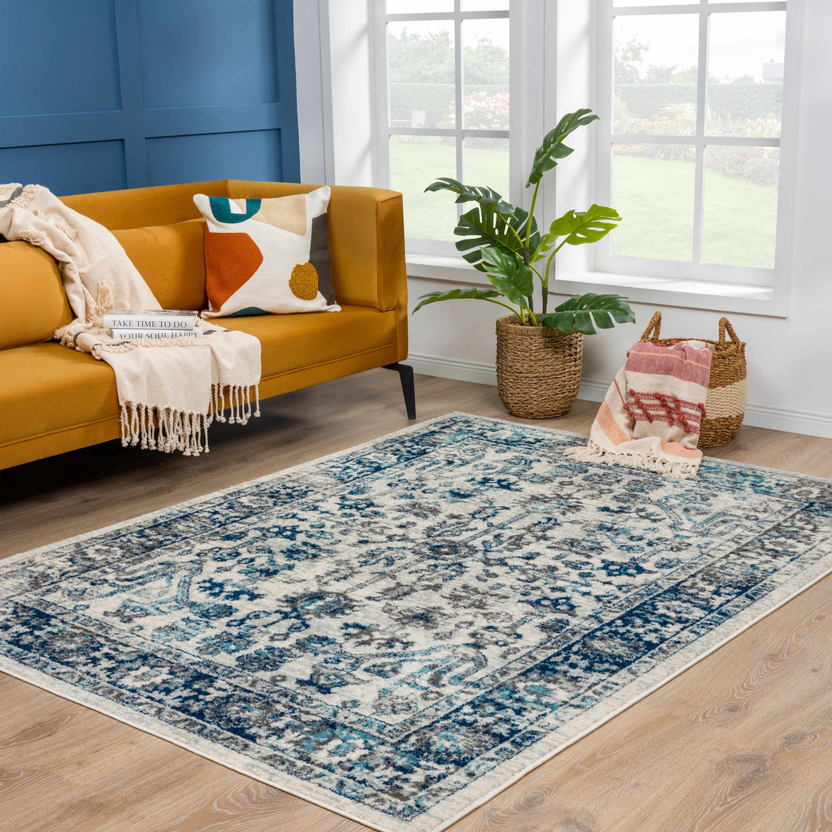 Istanbul Vintage Blue Area Rug - Clearance