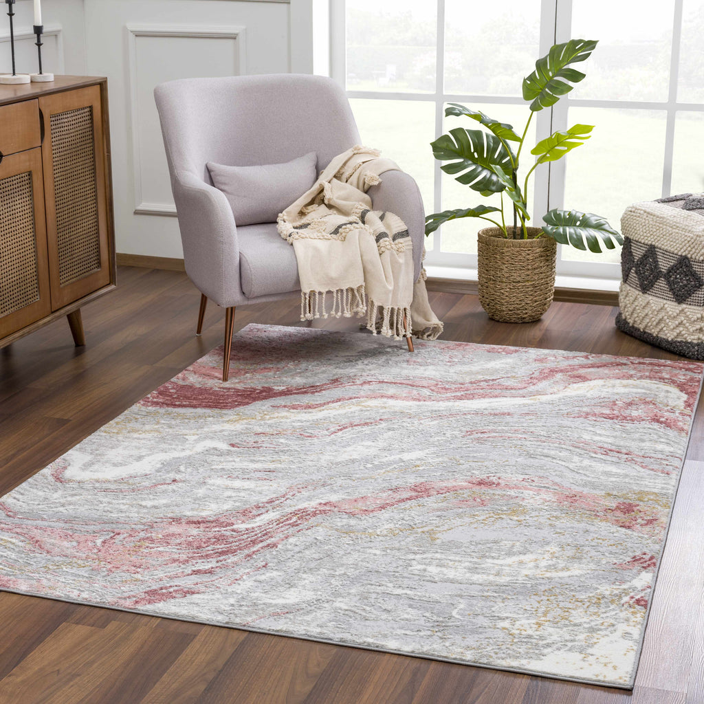 Lively Marble Pink Area Rug - Clearance