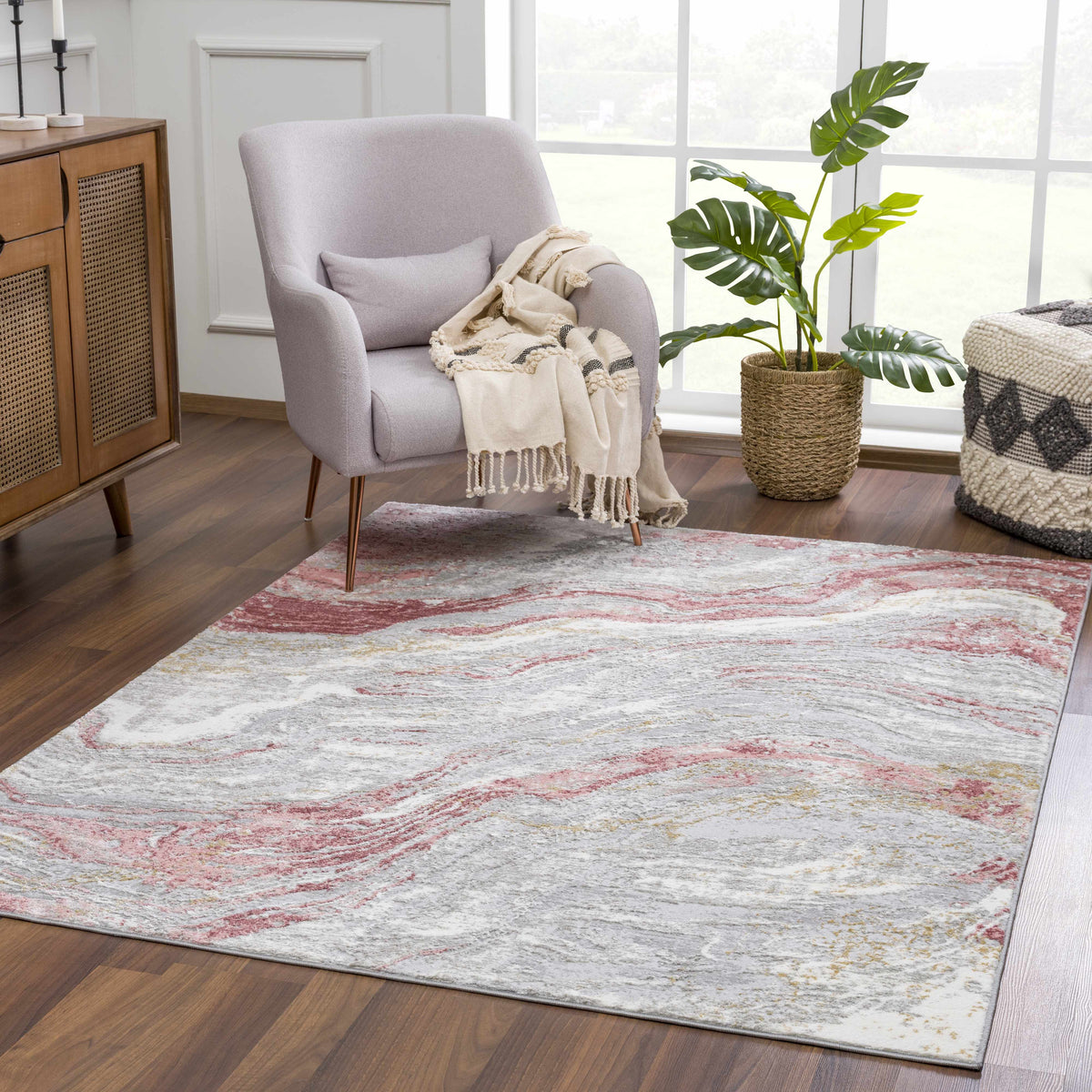 Lively Marble Pink Area Rug - Clearance