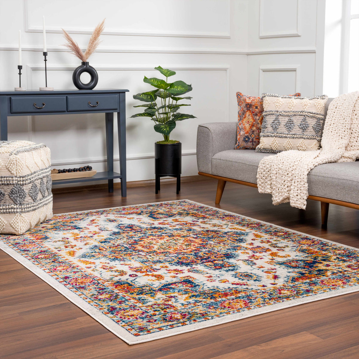 Istanbullu Blue & Orange Area Rug - Clearance