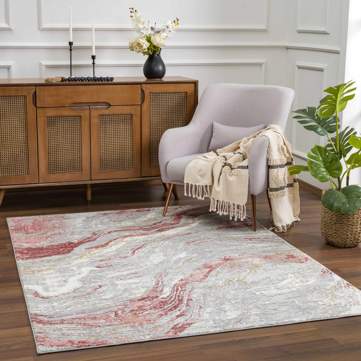 Lively Marble Pink Area Rug - Clearance