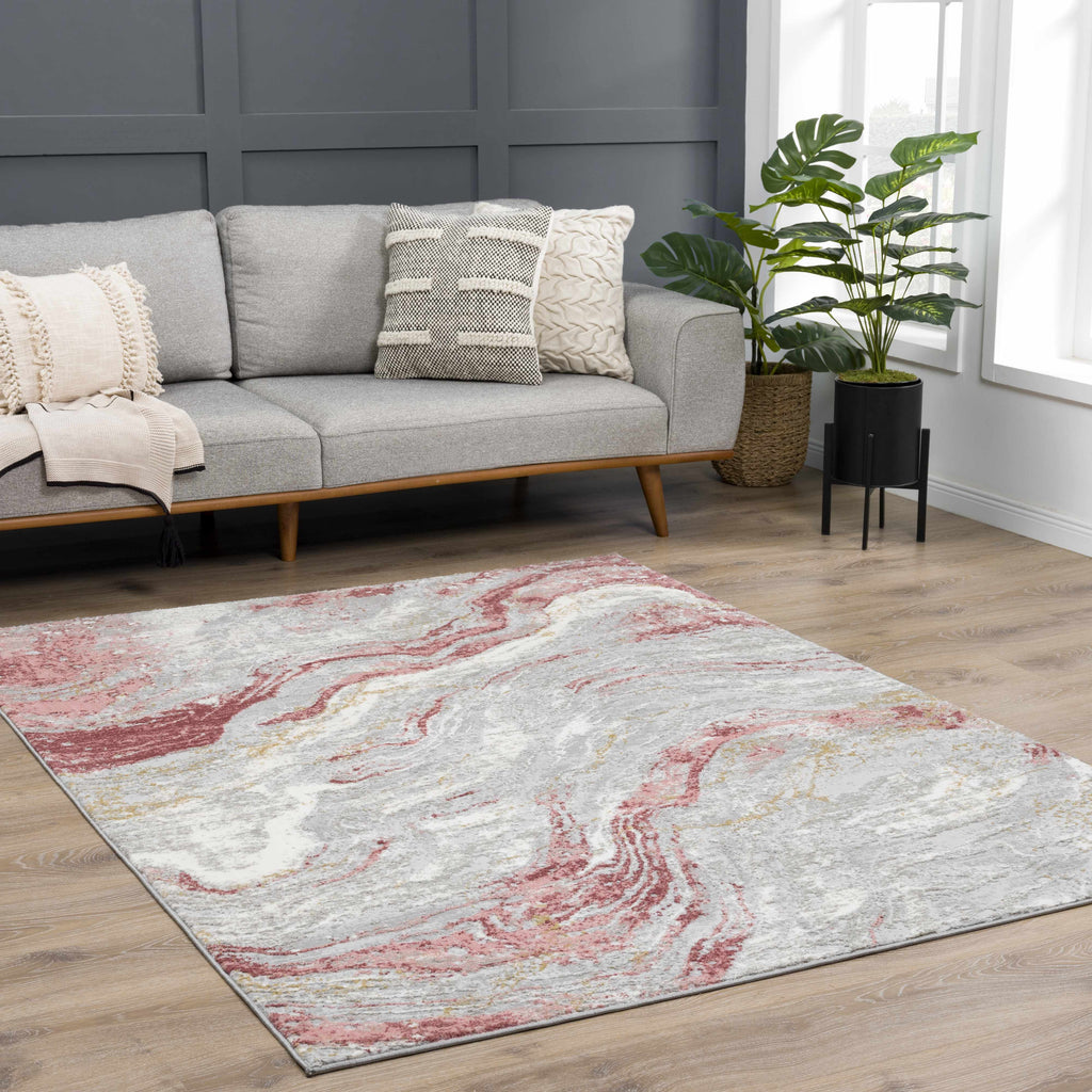 Lively Marble Pink Area Rug - Clearance
