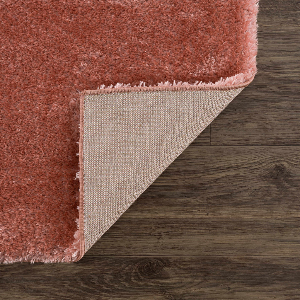 Rosava Dusty Pink Subtle Wavy Abstract Modern Minimalist Polyester Machine Woven Area Rug - Clearance