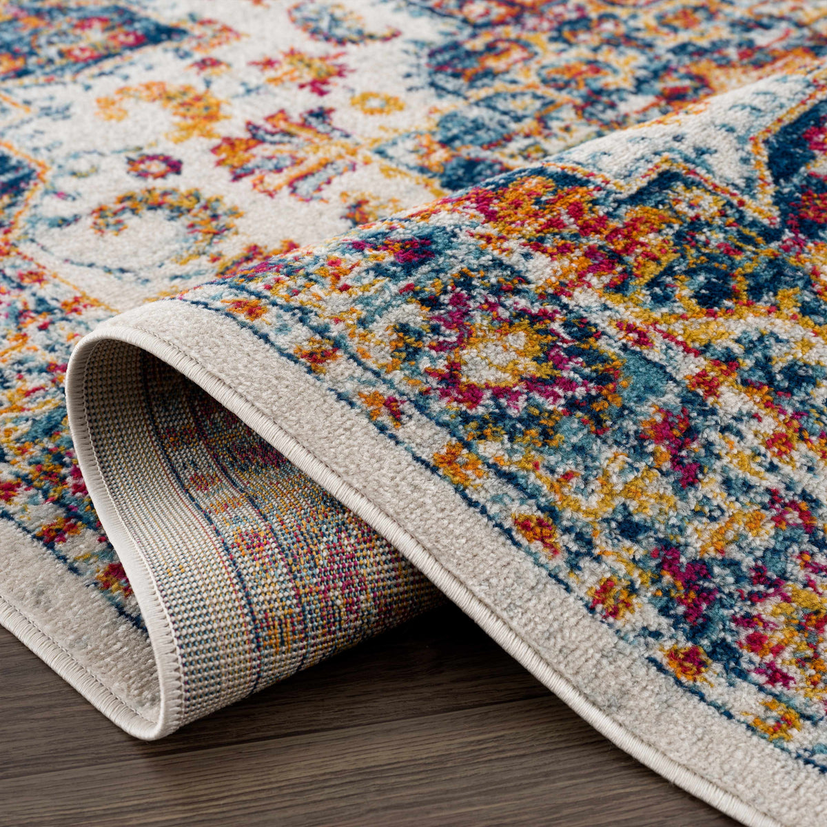 Istanbullu Blue & Orange Area Rug - Clearance