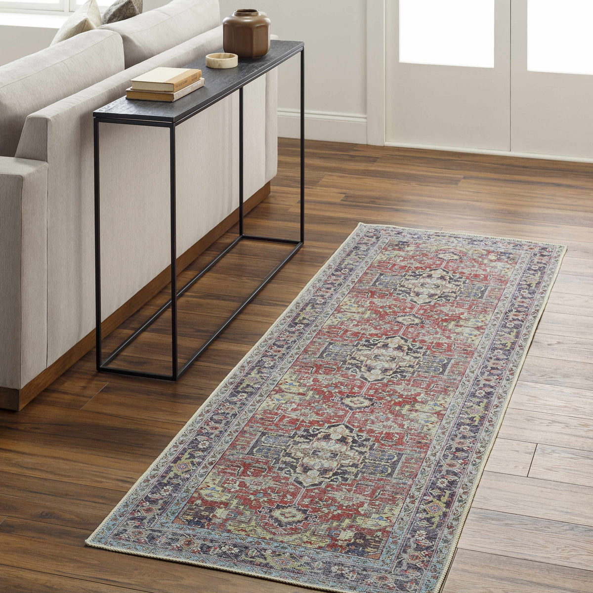 Reza Red Washable Rug - Clearance
