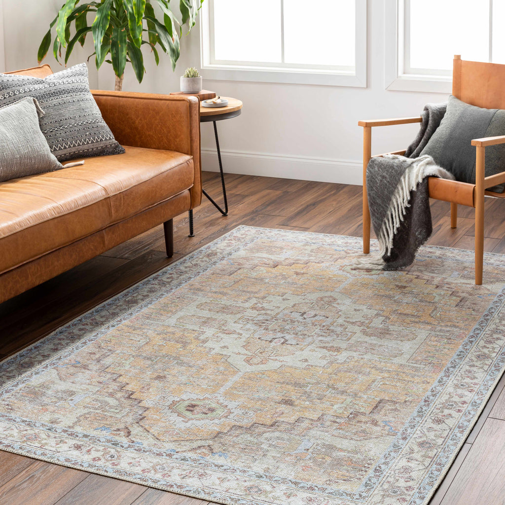 Reza Mustard Washable Rug - Clearance