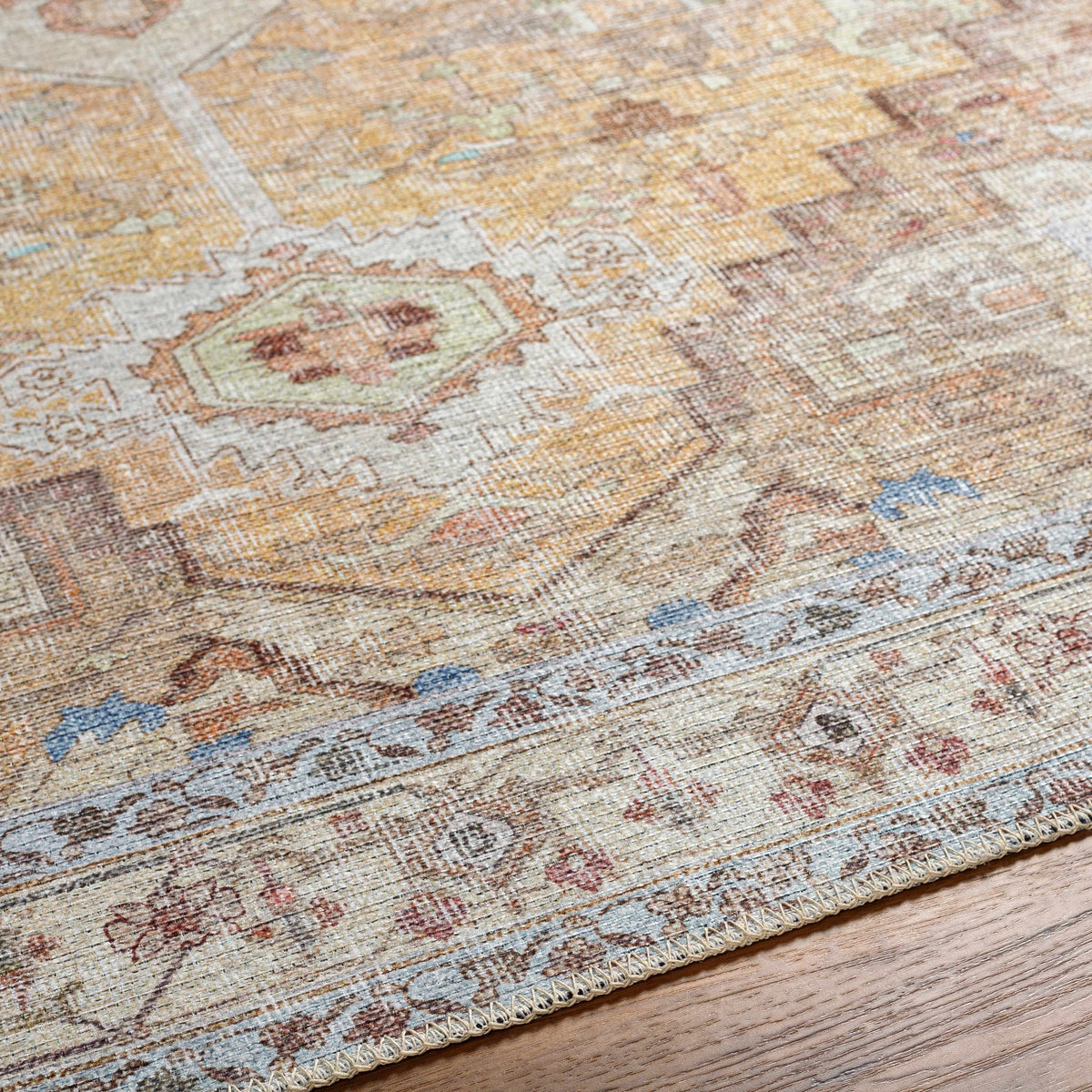 Reza Mustard Washable Rug - Clearance