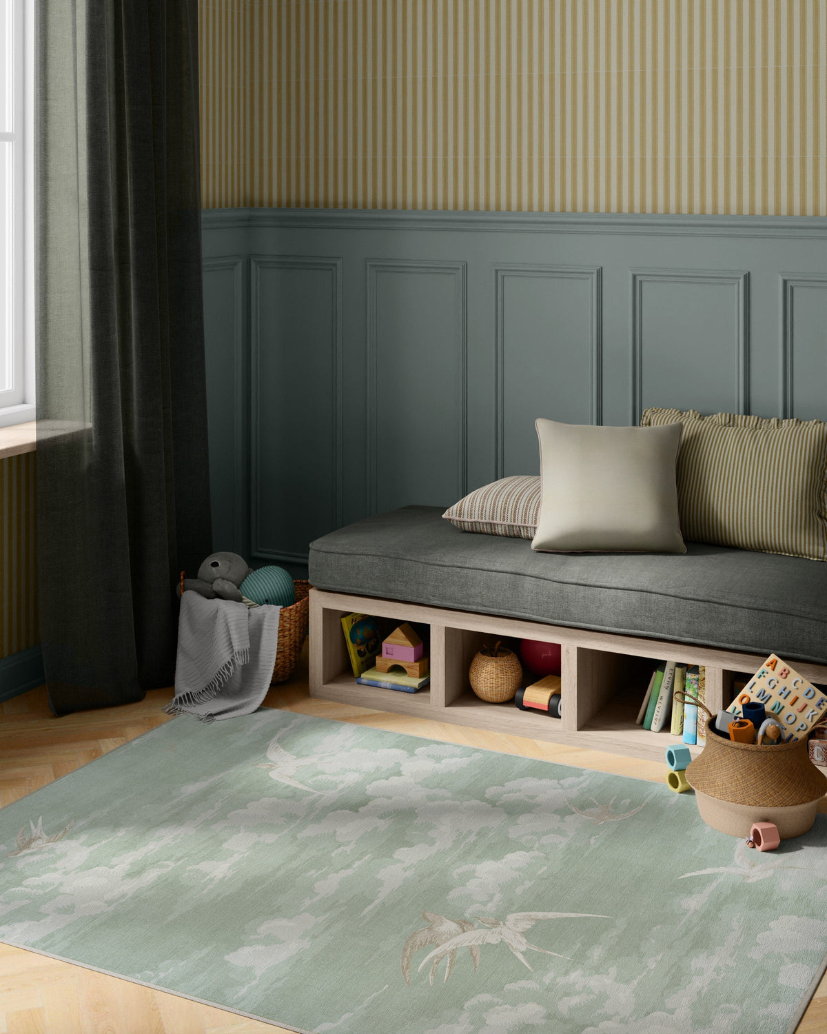 Silvi Clouds Seaspray Rug by Sanderson