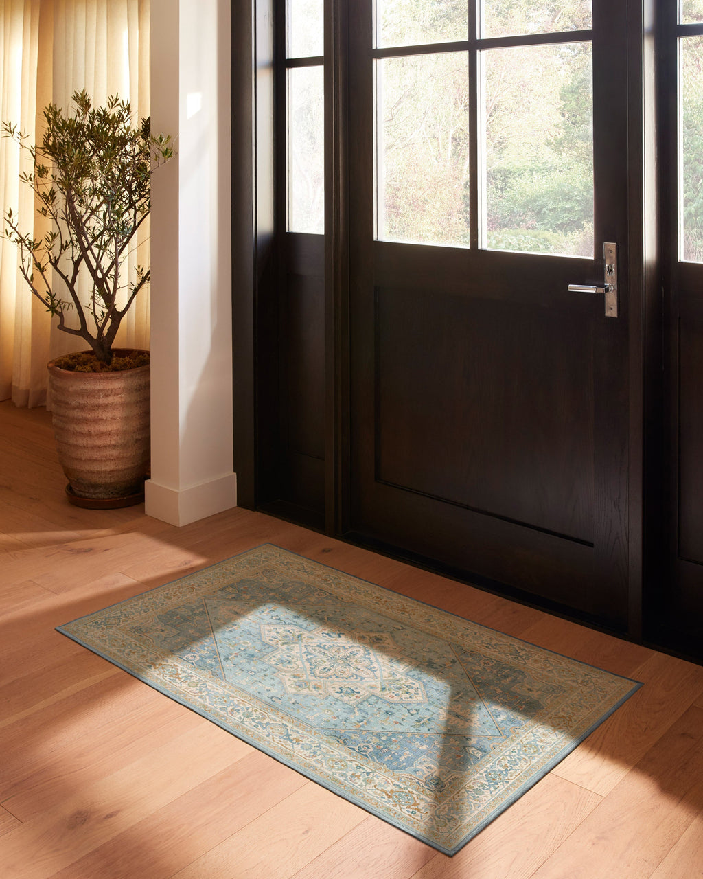 Santiago Blue & Cream Flatwoven Rug