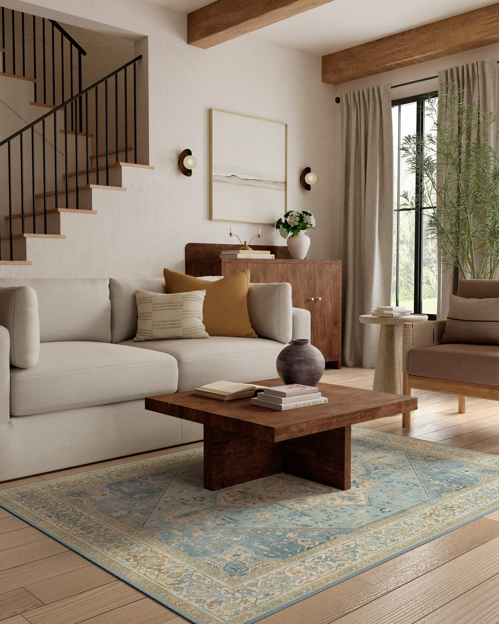 Santiago Blue & Cream Flatwoven Rug