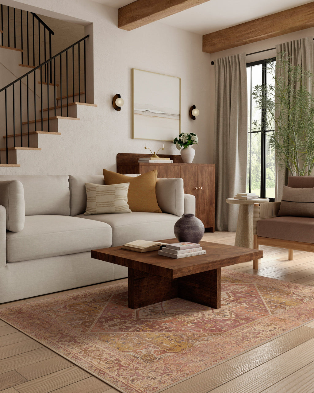 Santiago Coral & Gold Flatwoven Rug