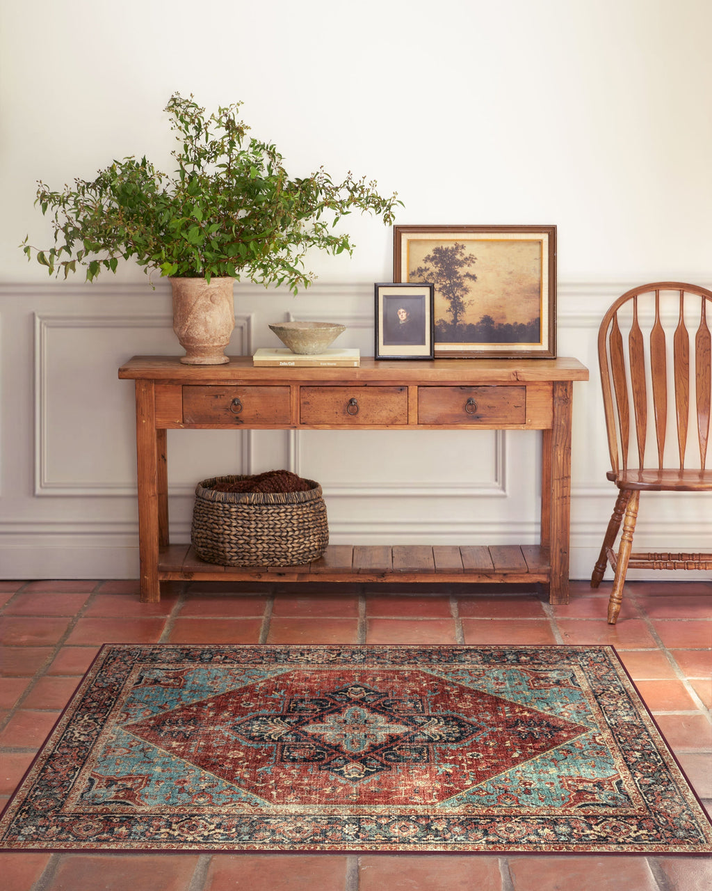 Santiago Crimson & Light Blue Rug