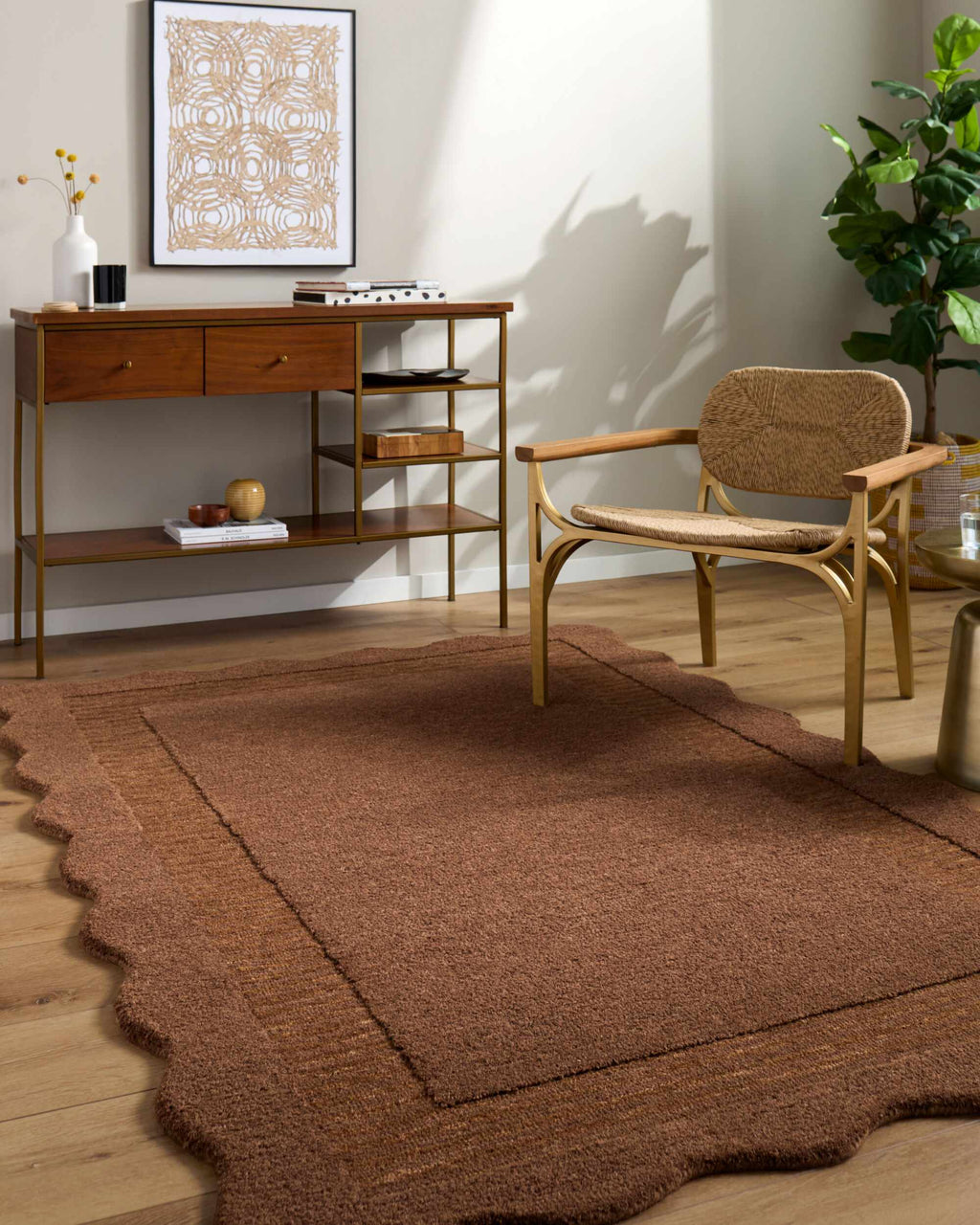 Gurib Border Modern Hand Tufted Wool Area Rug