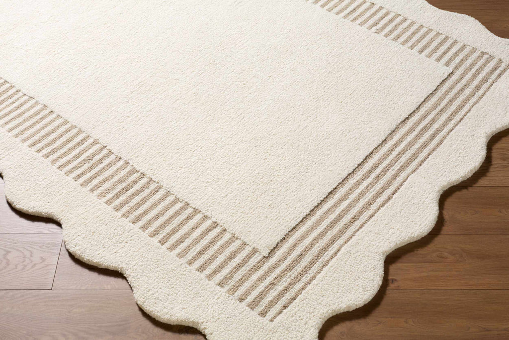 Tono Ivory Border Hand Tufted Wool Area Rug