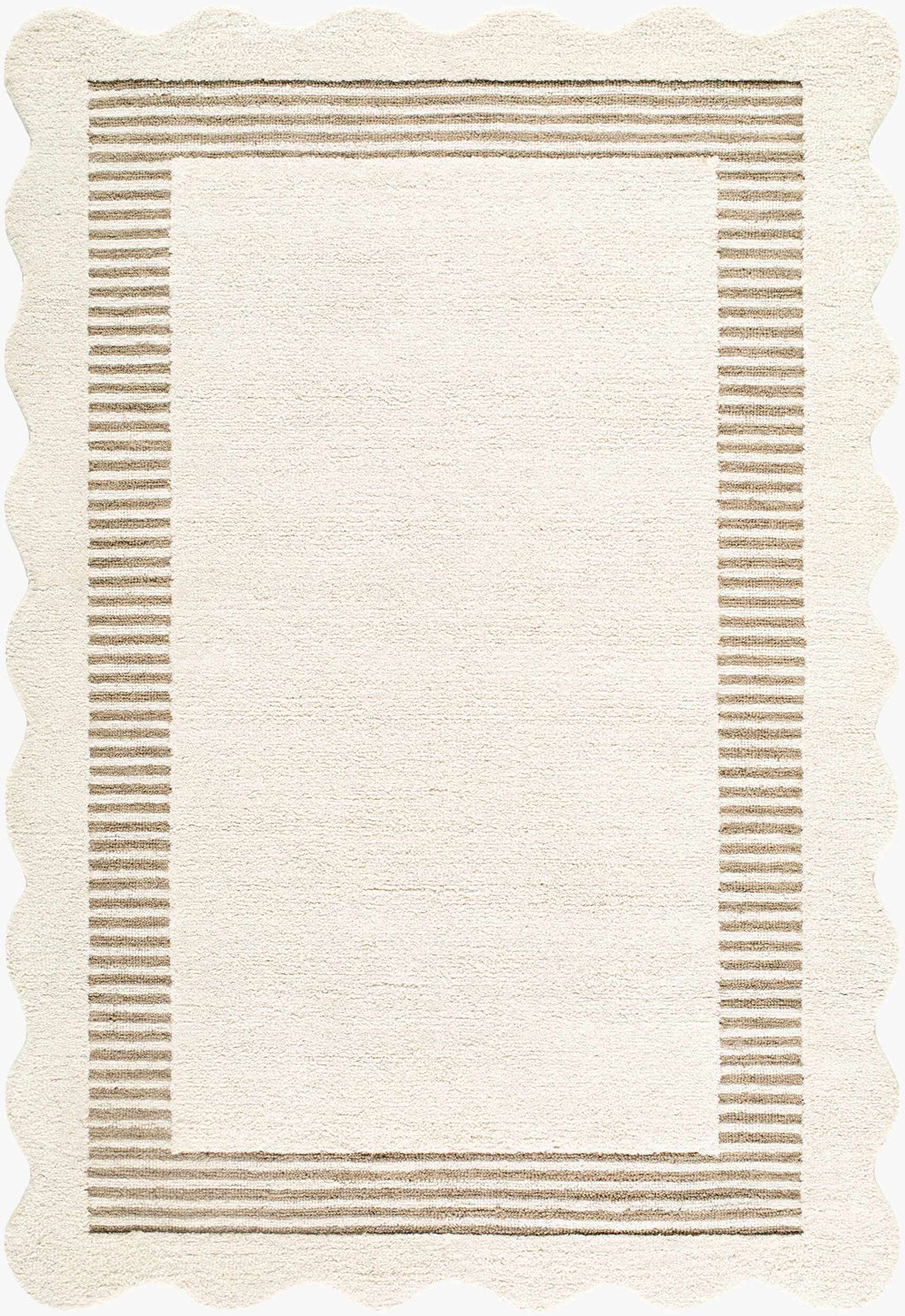 Tono Ivory Border Hand Tufted Wool Area Rug