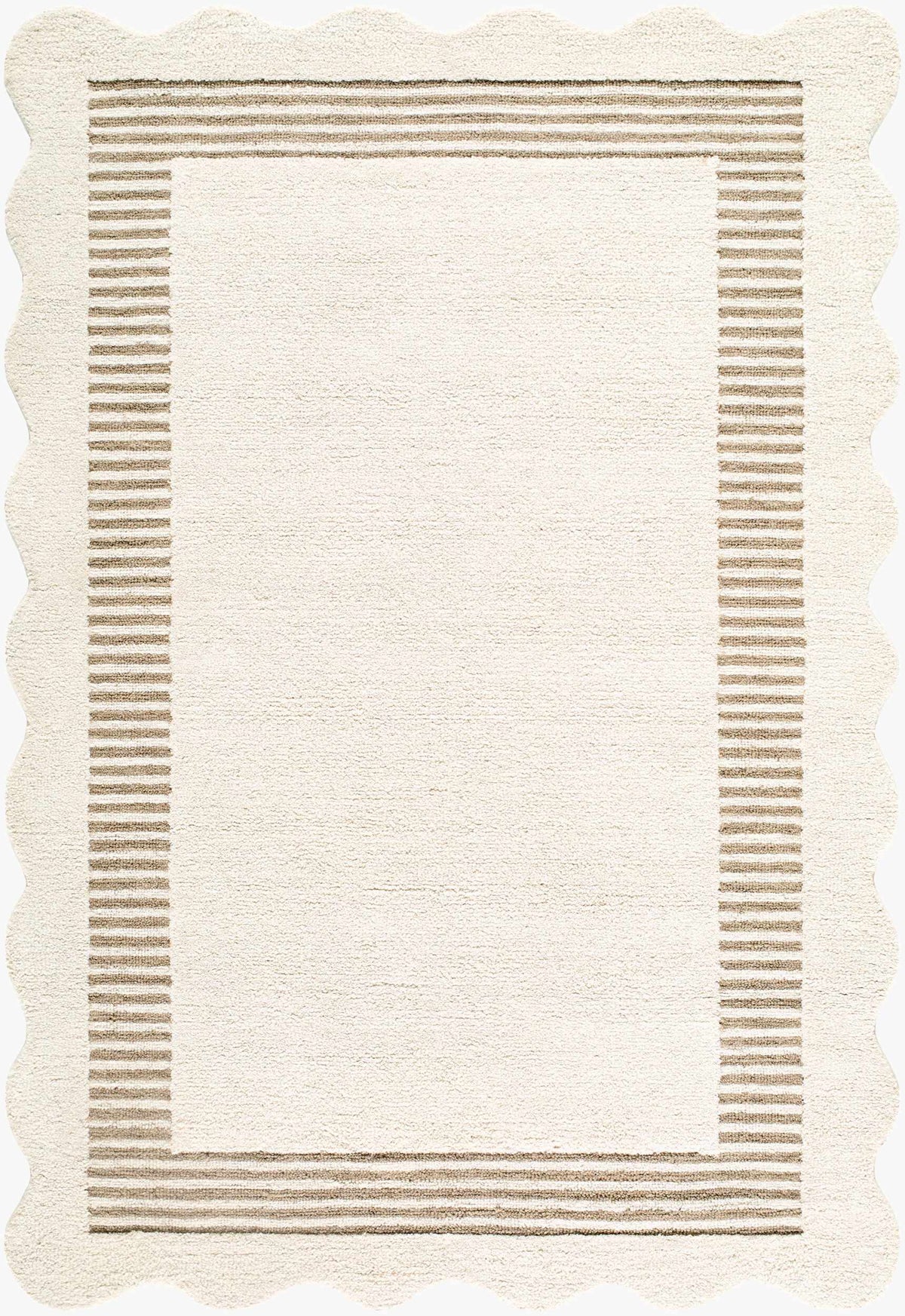 Tono Ivory Border Hand Tufted Wool Area Rug