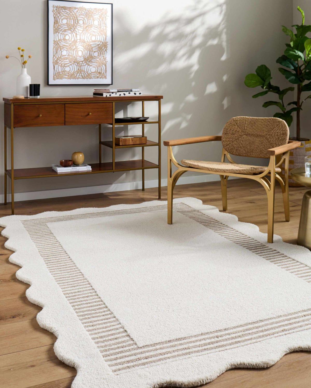 Tono Ivory Border Hand Tufted Wool Area Rug