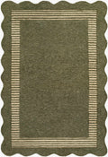 Wone Green Border Hand Tufted Wool Area Rug