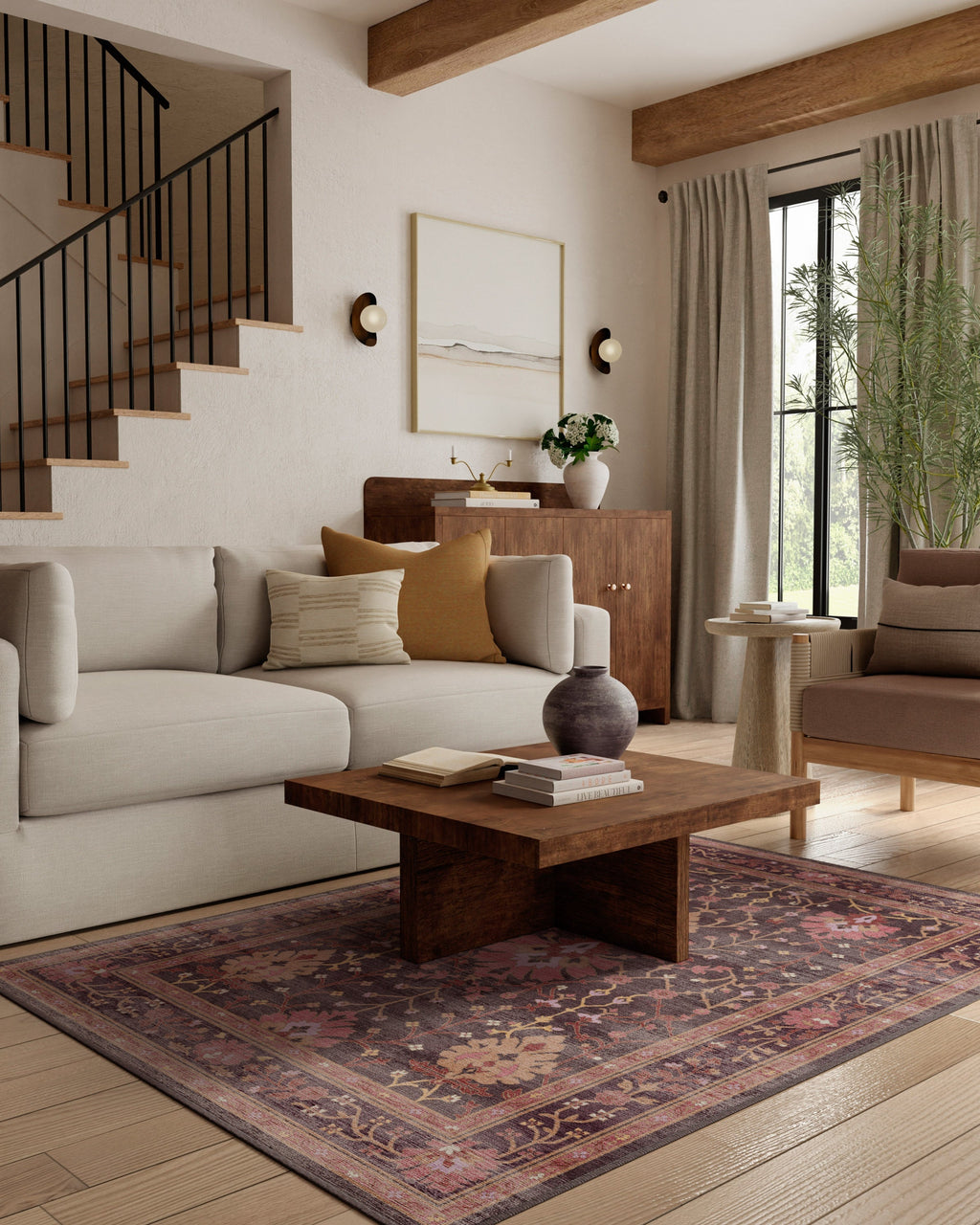 Serafina Coral & Burgundy Flatwoven Rug