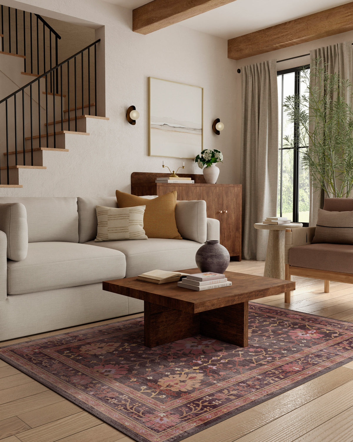 Serafina Coral & Burgundy Flatwoven Rug