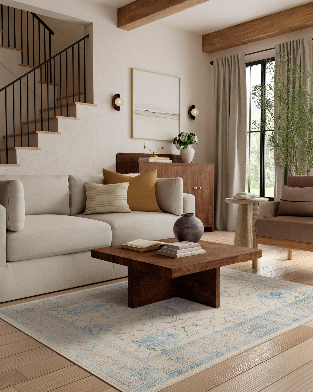 Serafina Cream & Blue Flatwoven Rug