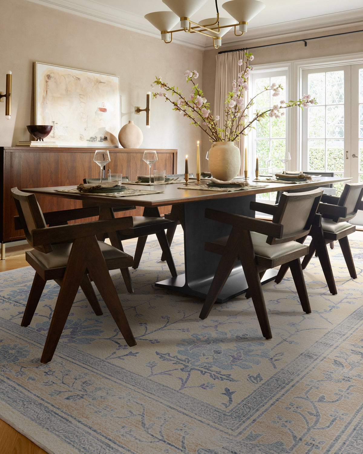 Serafina Cream & Blue Flatwoven Rug