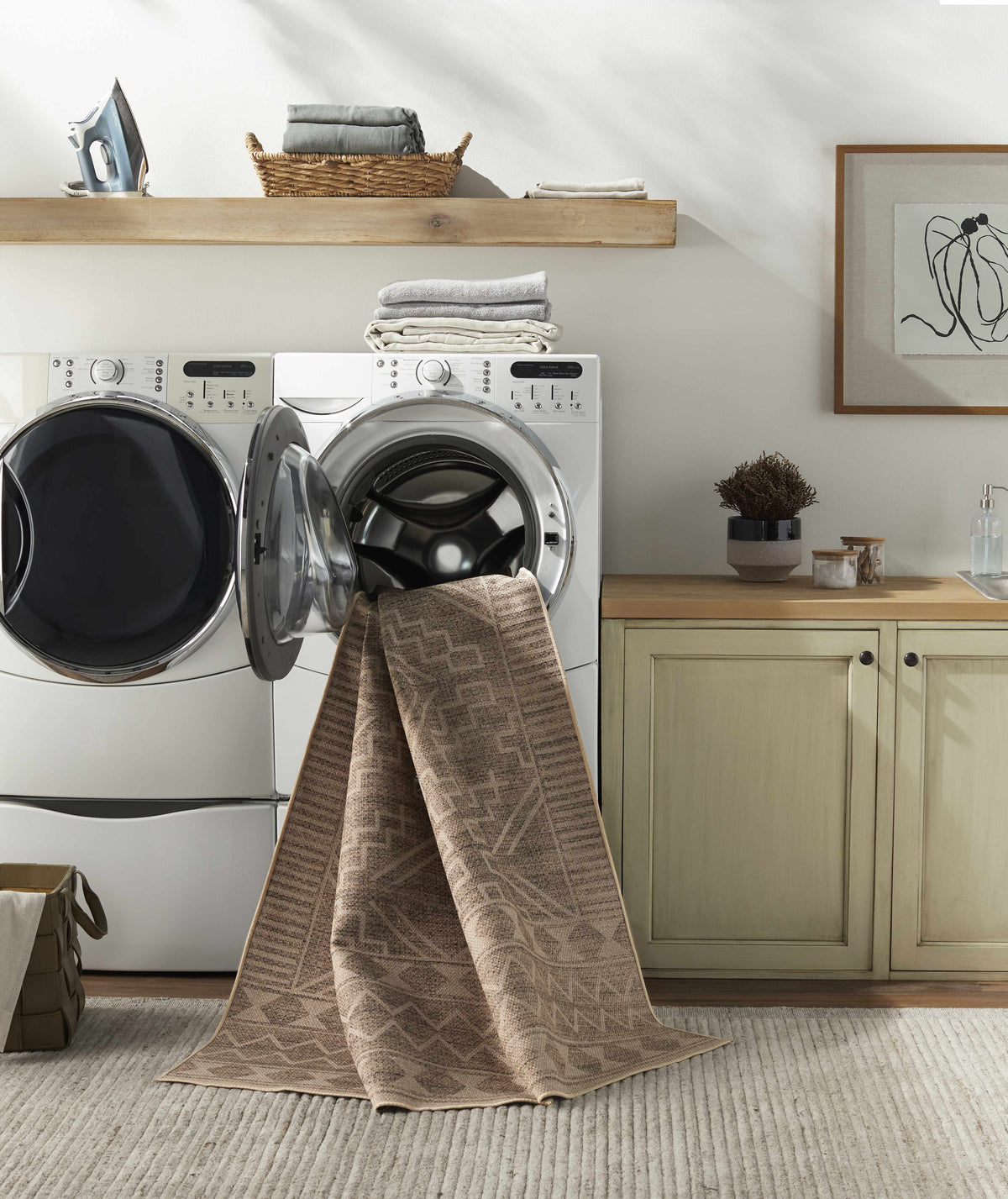 Halle Beige Washable Area Rug - Clearance