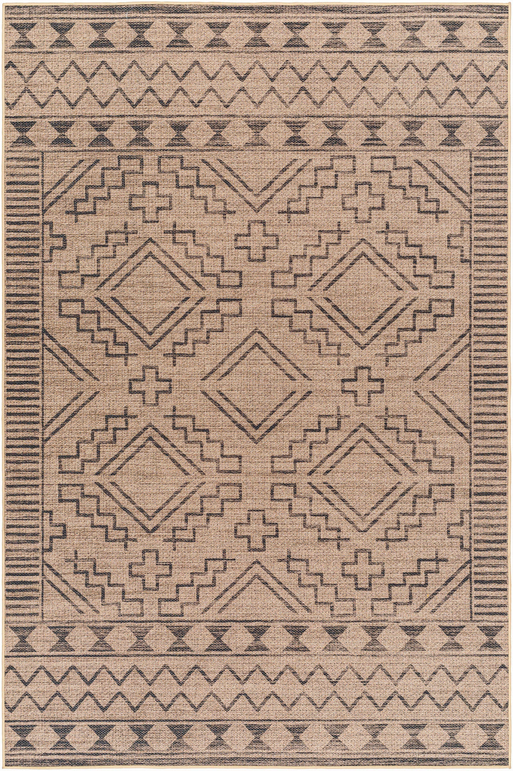 Halle Tan & Black Washable Area Rug - Clearance