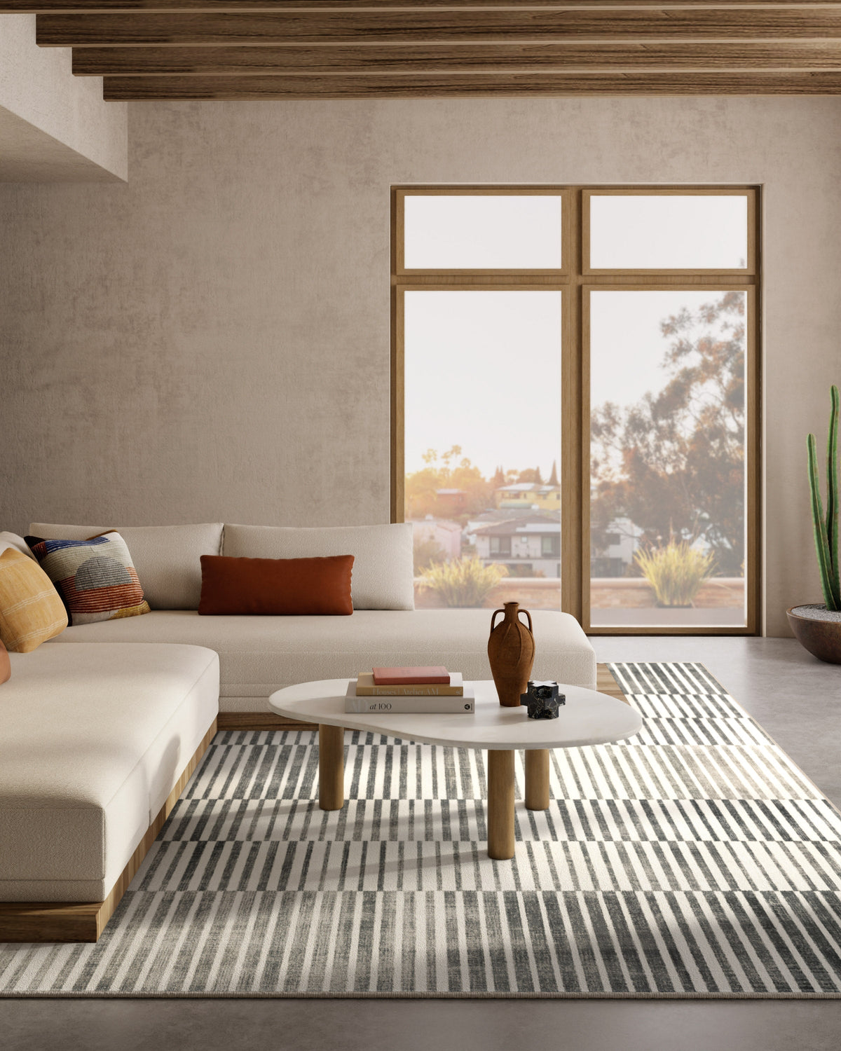 Shadow Stripe Black & Cream Flatwoven Rug
