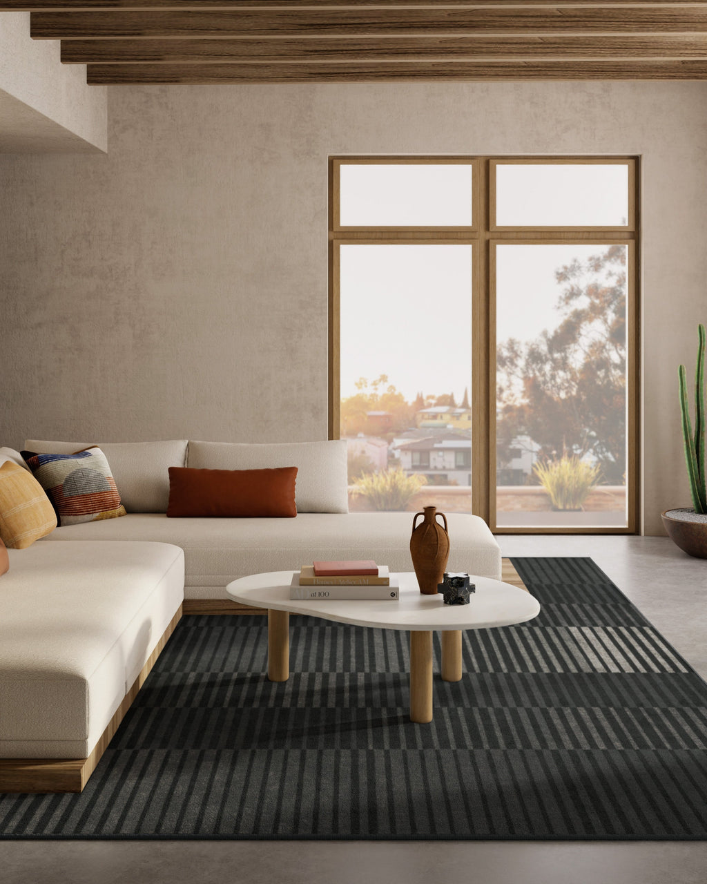 Shadow Stripe Charcoal Flatwoven Rug