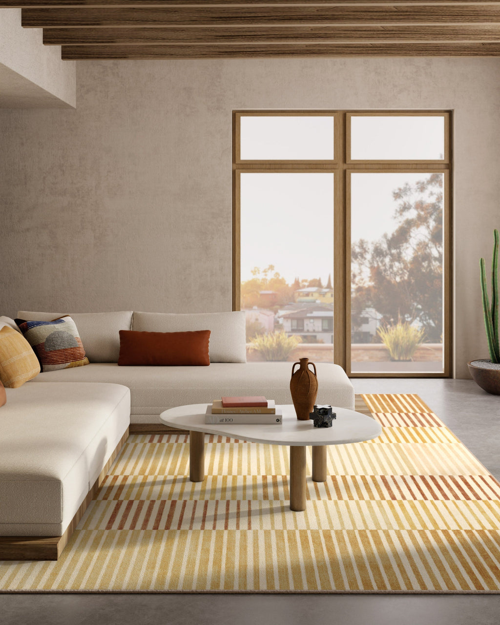 Shadow Stripe Gold Flatwoven Rug
