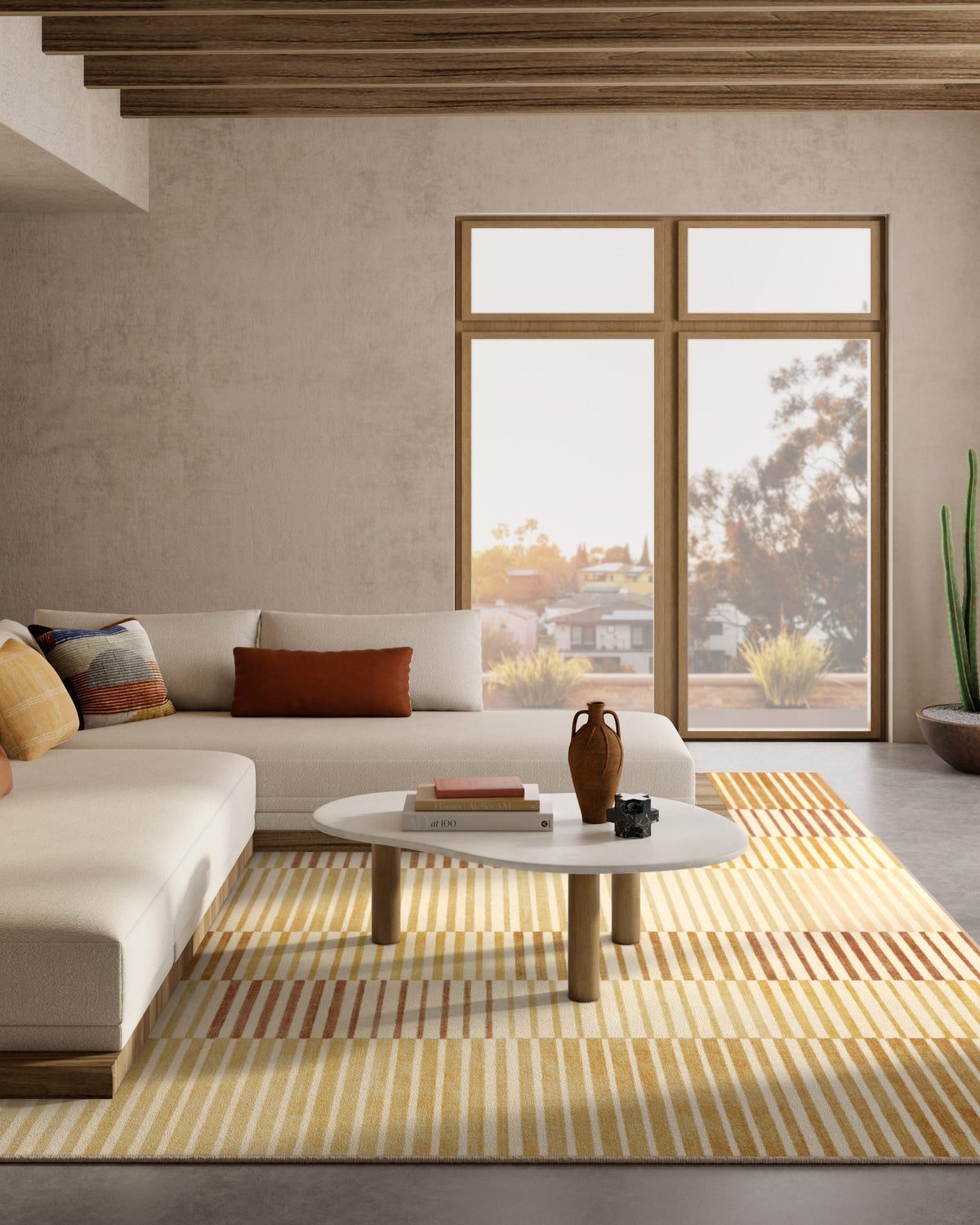 Shadow Stripe Gold Flatwoven Rug