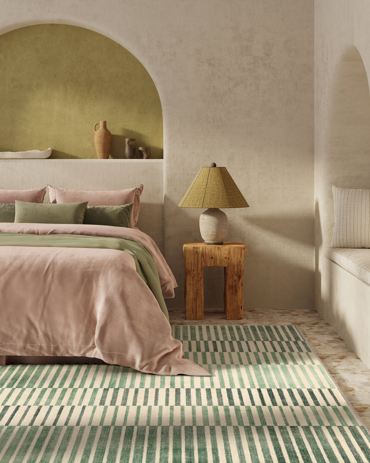 Shadow Stripe Green Flatwoven Rug