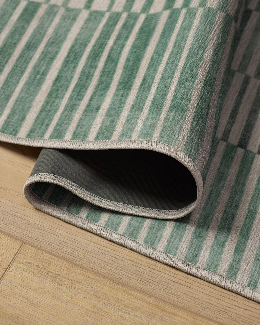 Shadow Stripe Green Flatwoven Rug