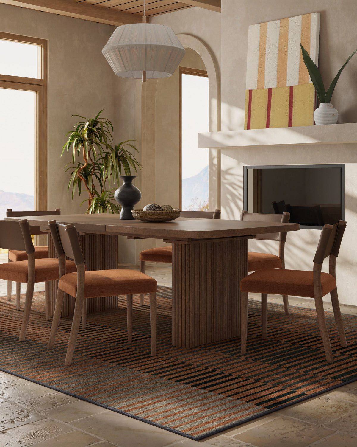 Shadow Stripe Rust Flatwoven Rug