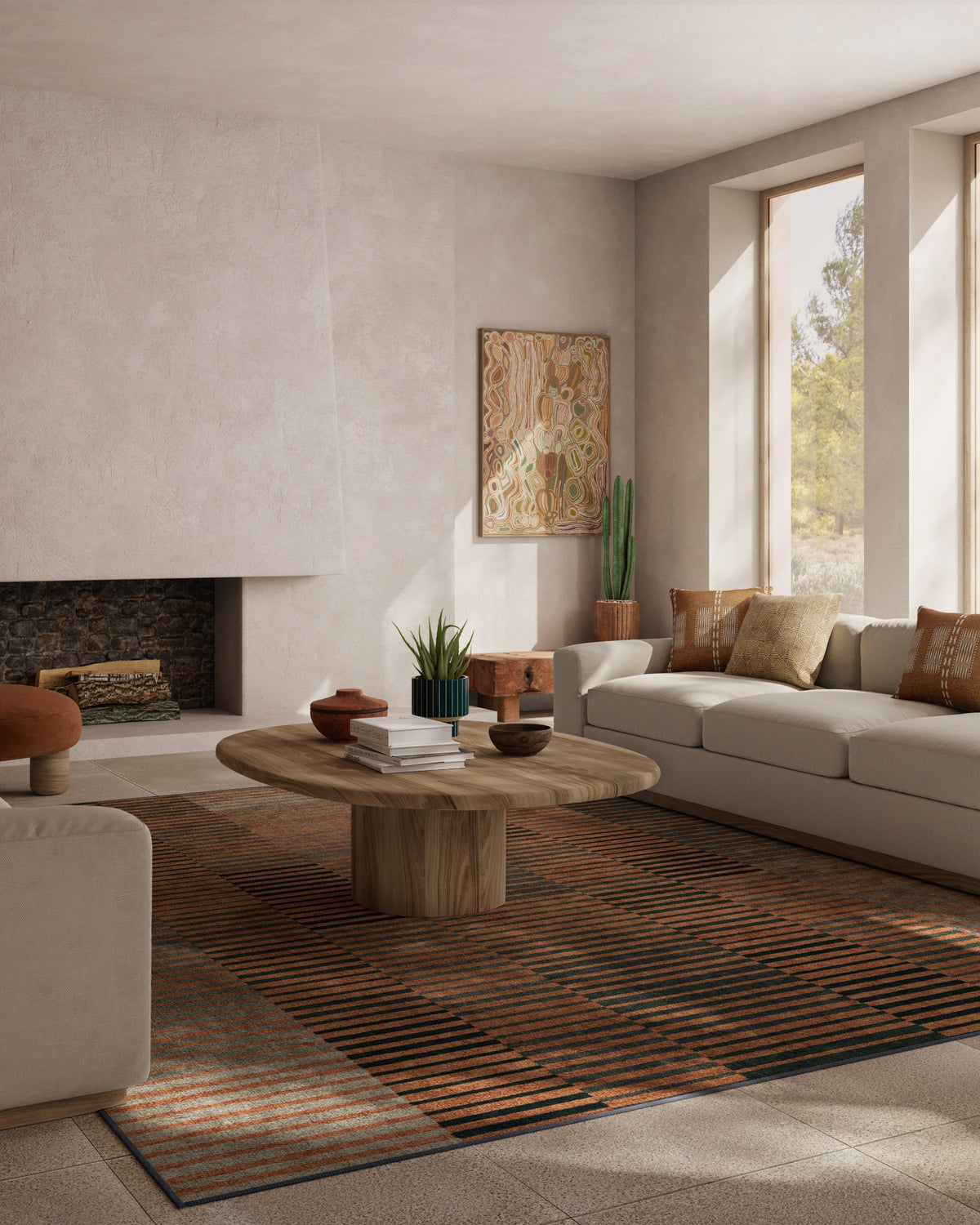 Shadow Stripe Rust Flatwoven Rug