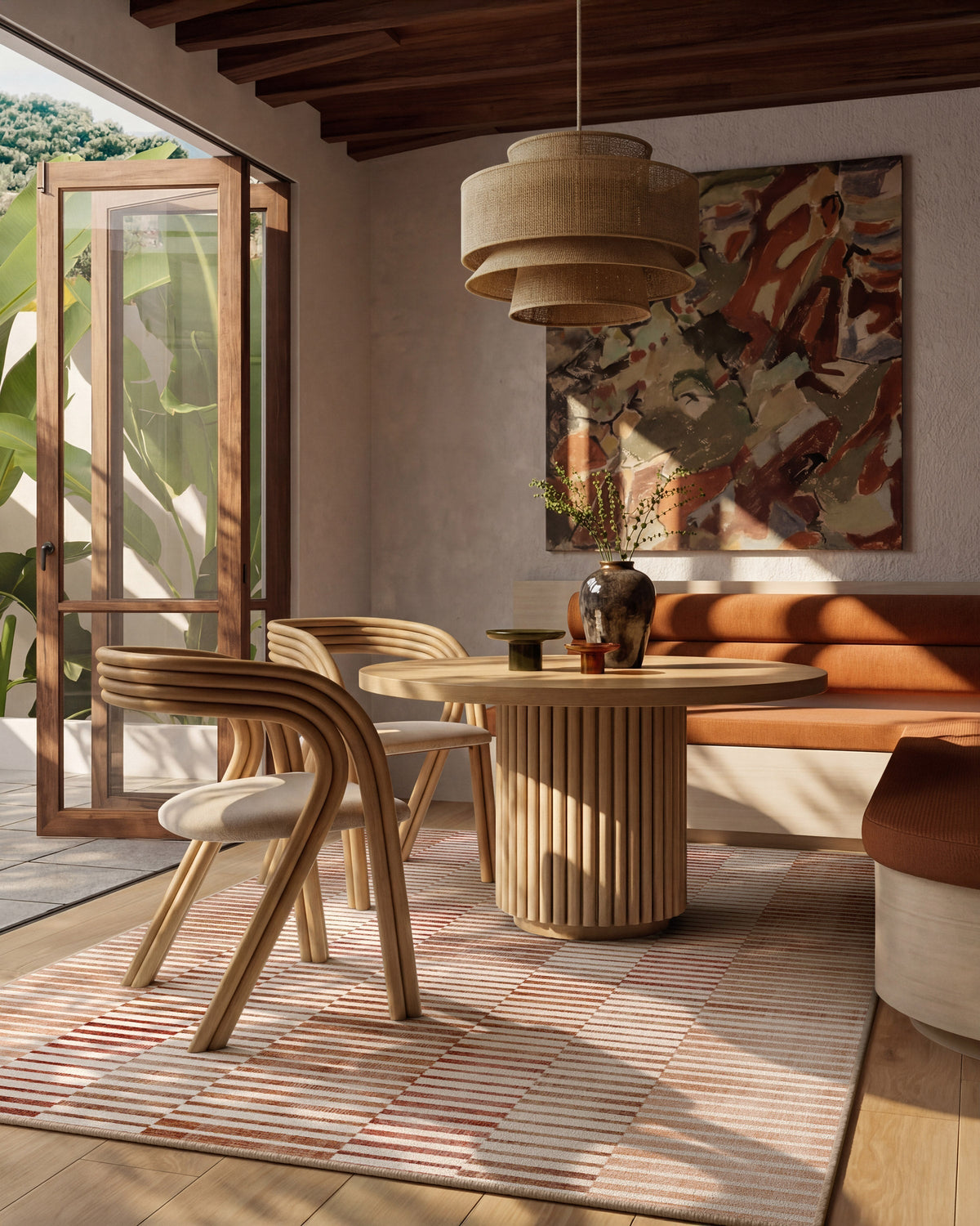 Shadow Stripe Terracotta Flatwoven Rug