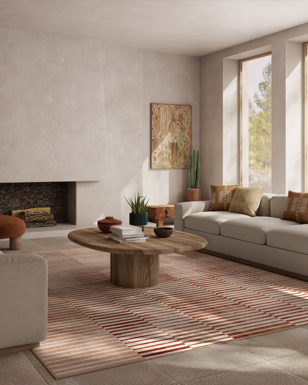 Shadow Stripe Terracotta Flatwoven Rug