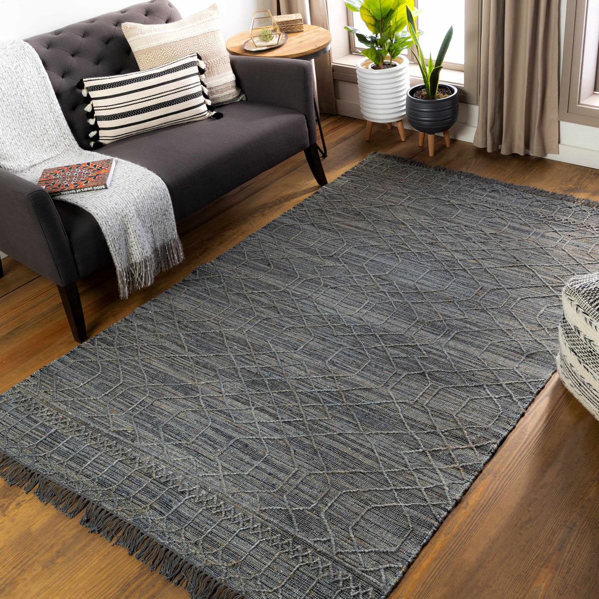 Manby Black Jute&Wool Area Carpet Area Rug - Clearance
