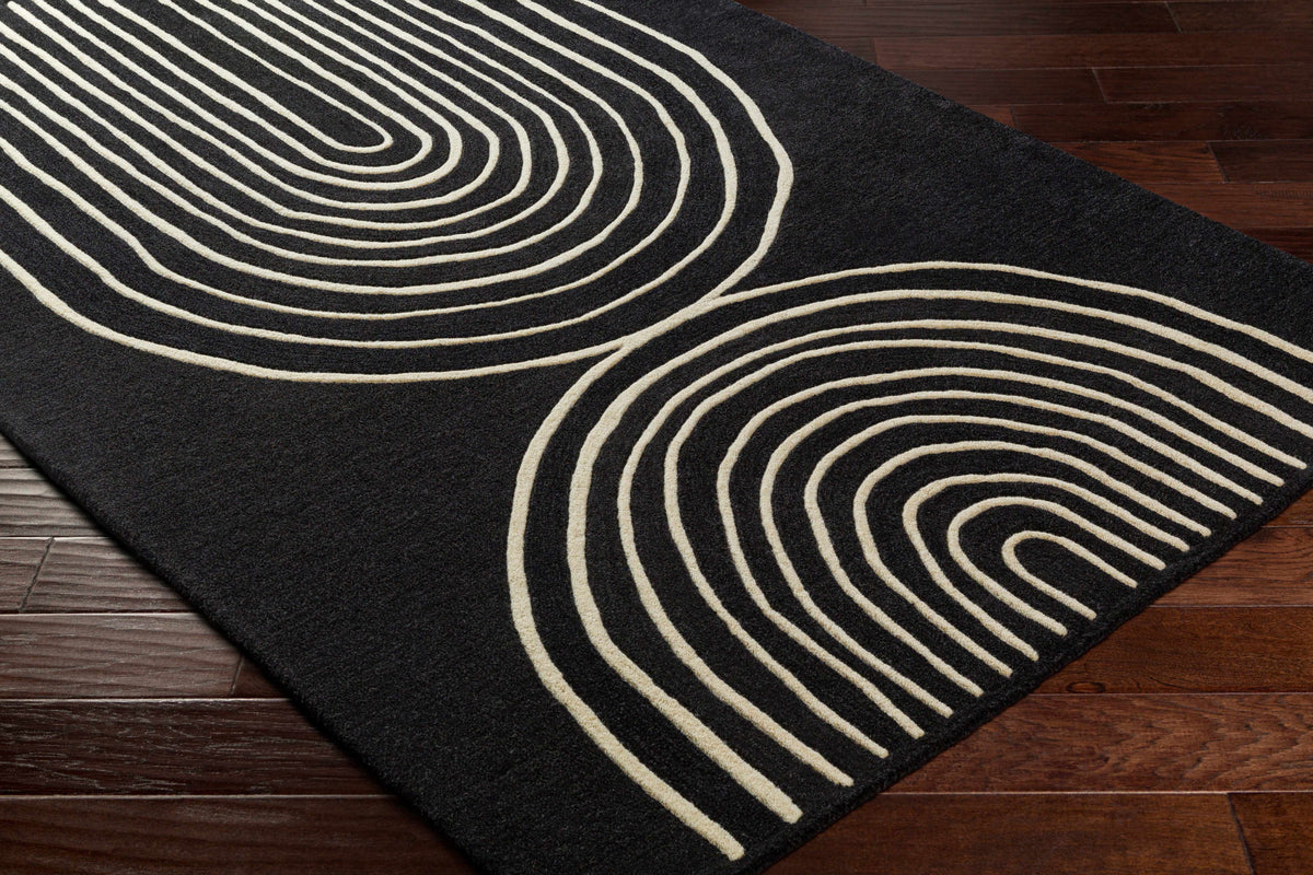 Fuat Black Wool Rug