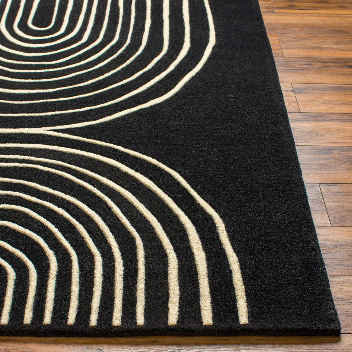 Fuat Black Wool Rug