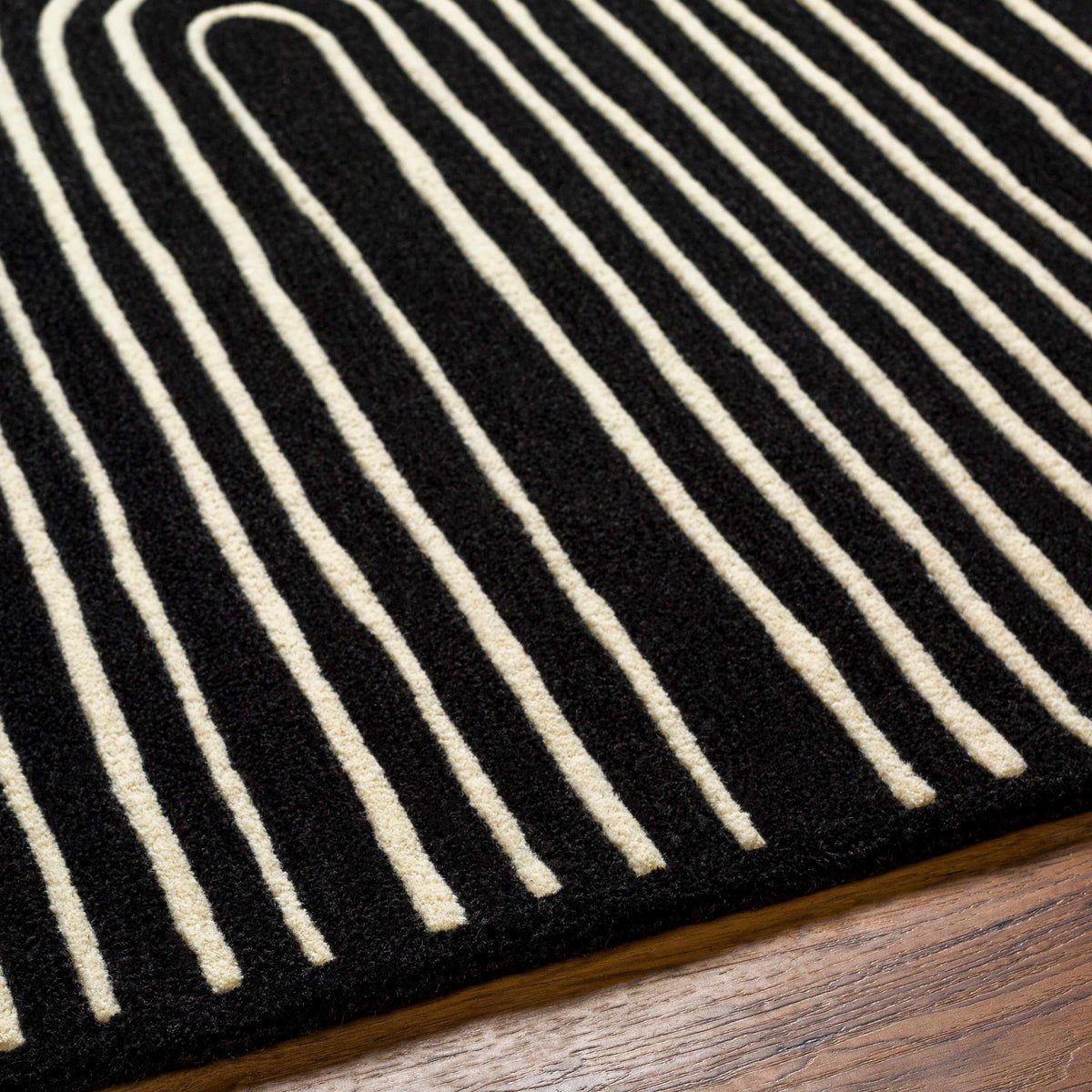 Fuat Black Wool Rug
