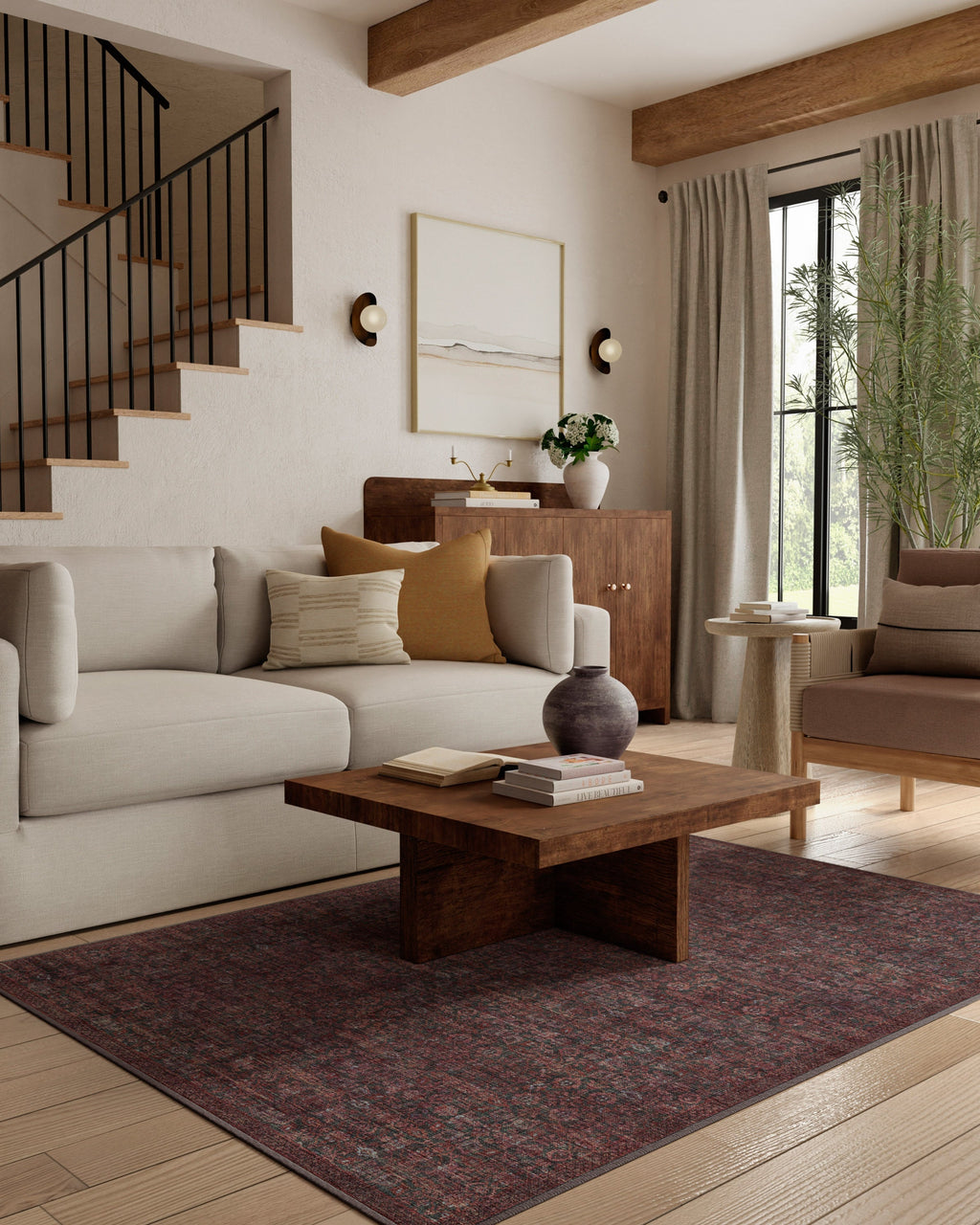 Sierra Charcoal & Burgundy Rug