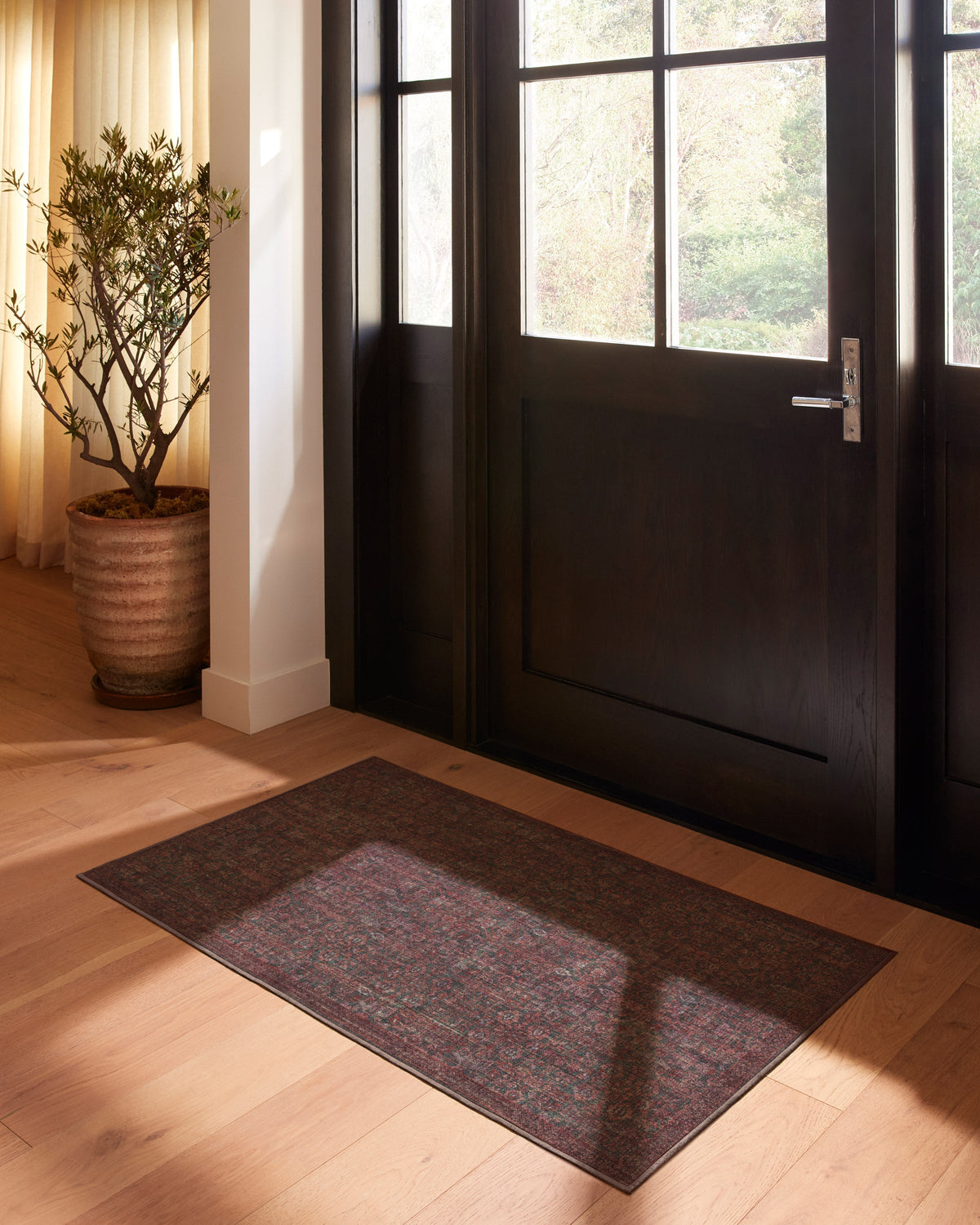 Sierra Charcoal & Burgundy Flatwoven Rug