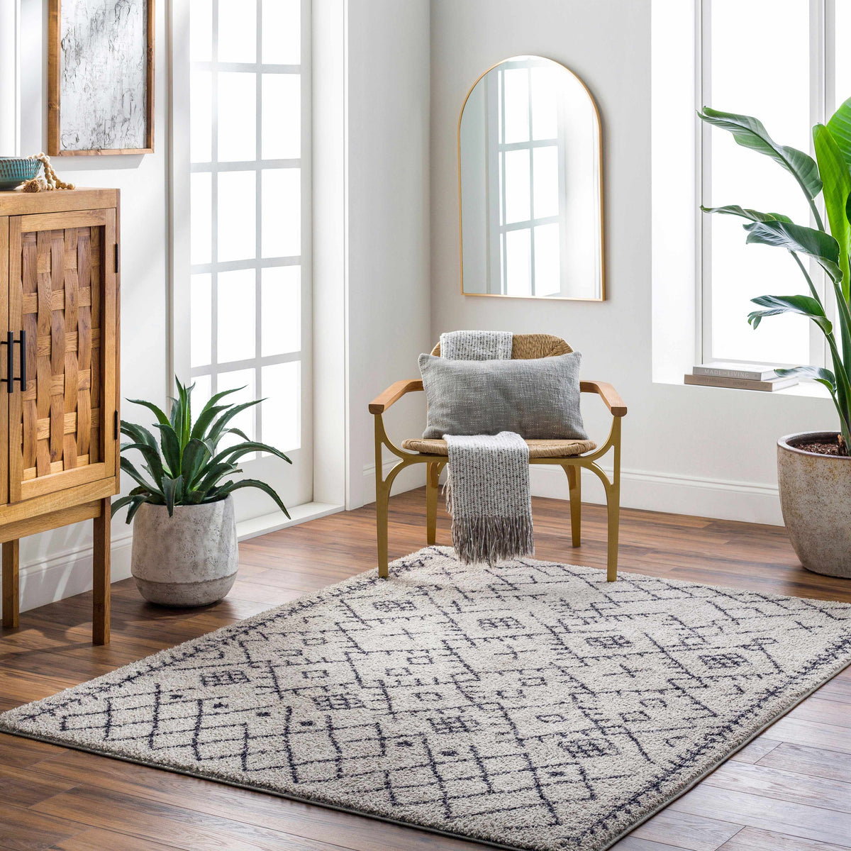 Elyes Gray Washable Area Rug - Clearance