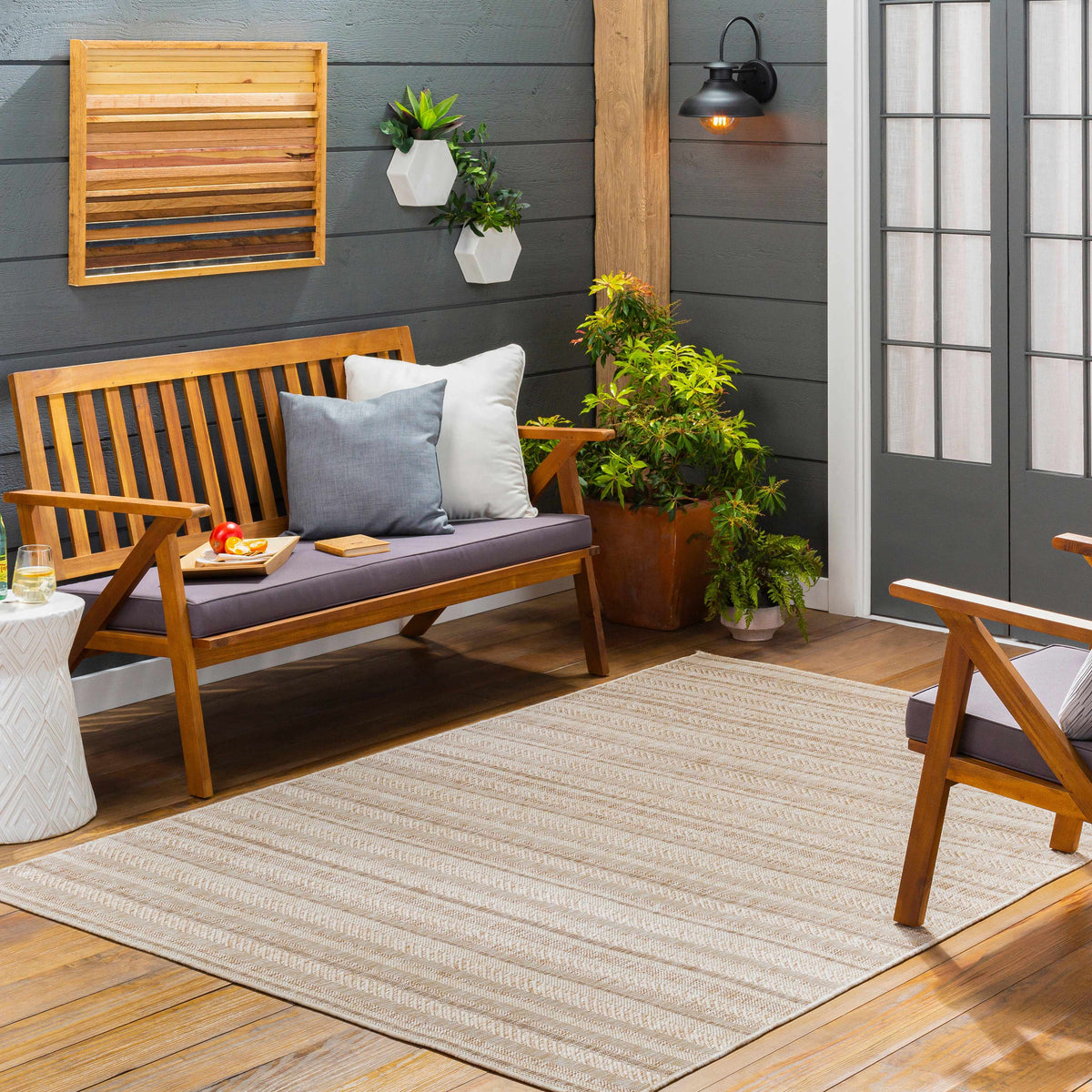 Sultanhisar Striped Nordic Outdoor Rug