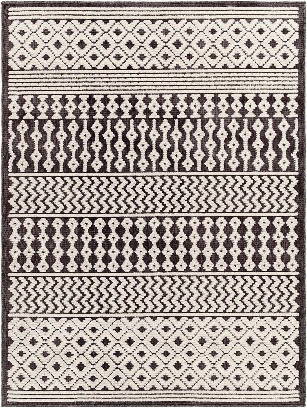 Drago Black Trellis Washable Rug - Clearance