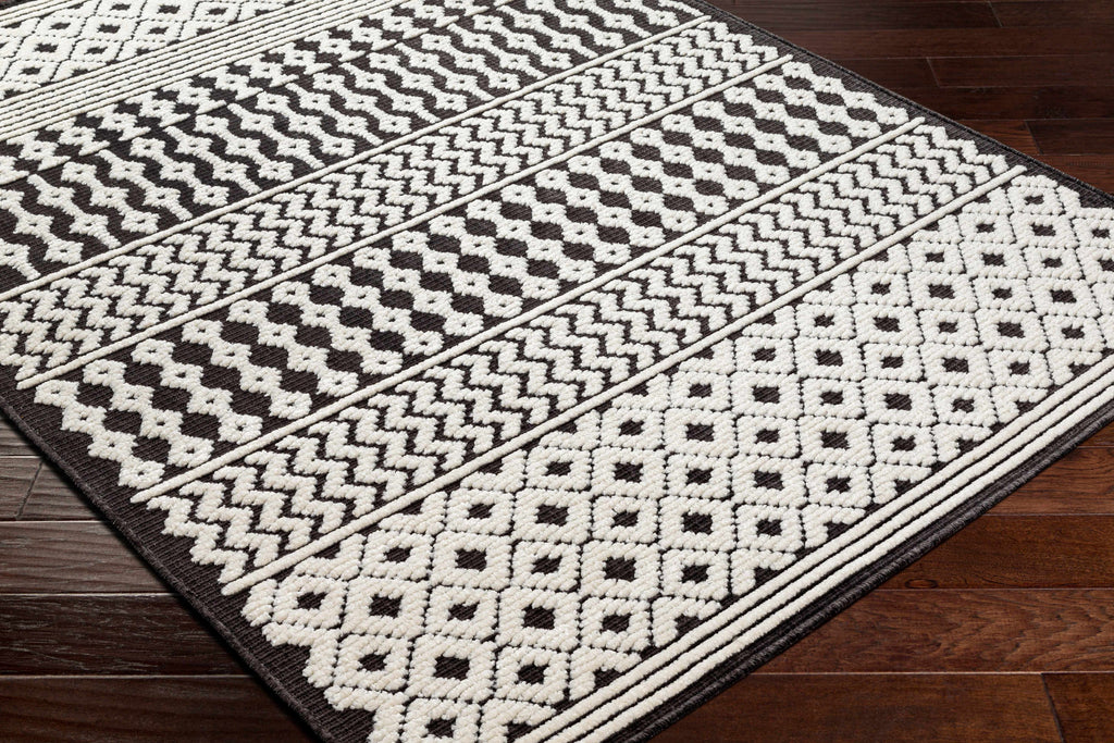 Drago Black Trellis Washable Rug - Clearance