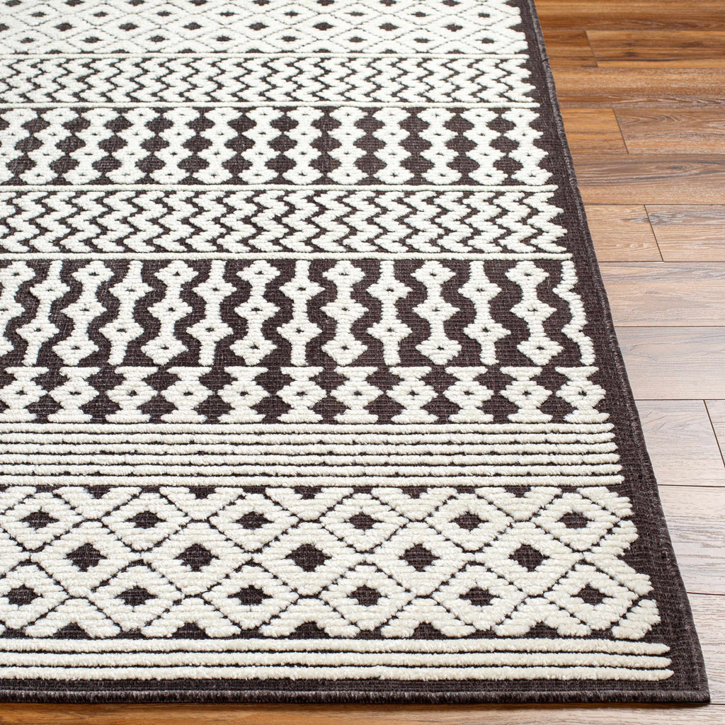 Drago Black Trellis Washable Rug - Clearance