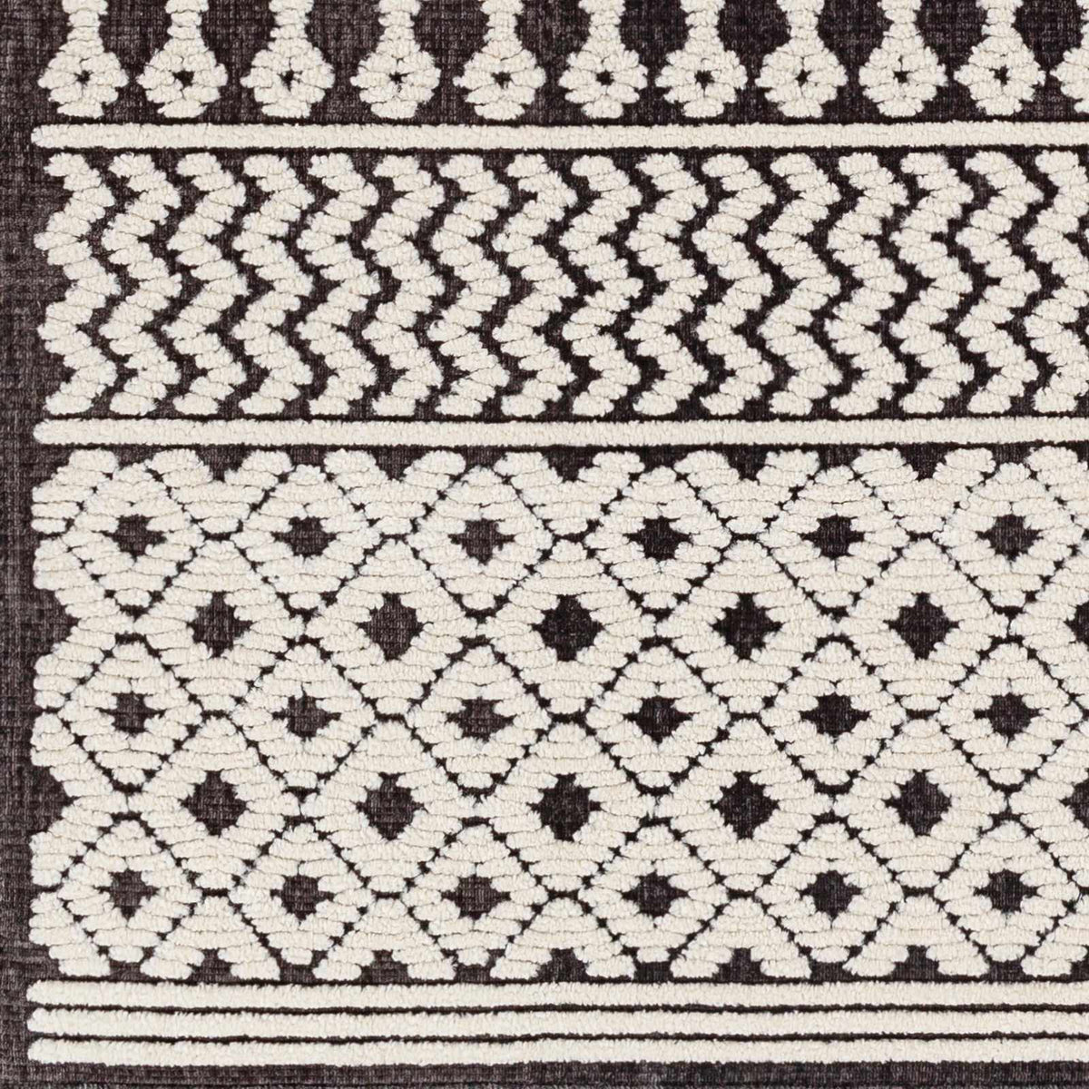 Drago Black Trellis Washable Rug - Clearance